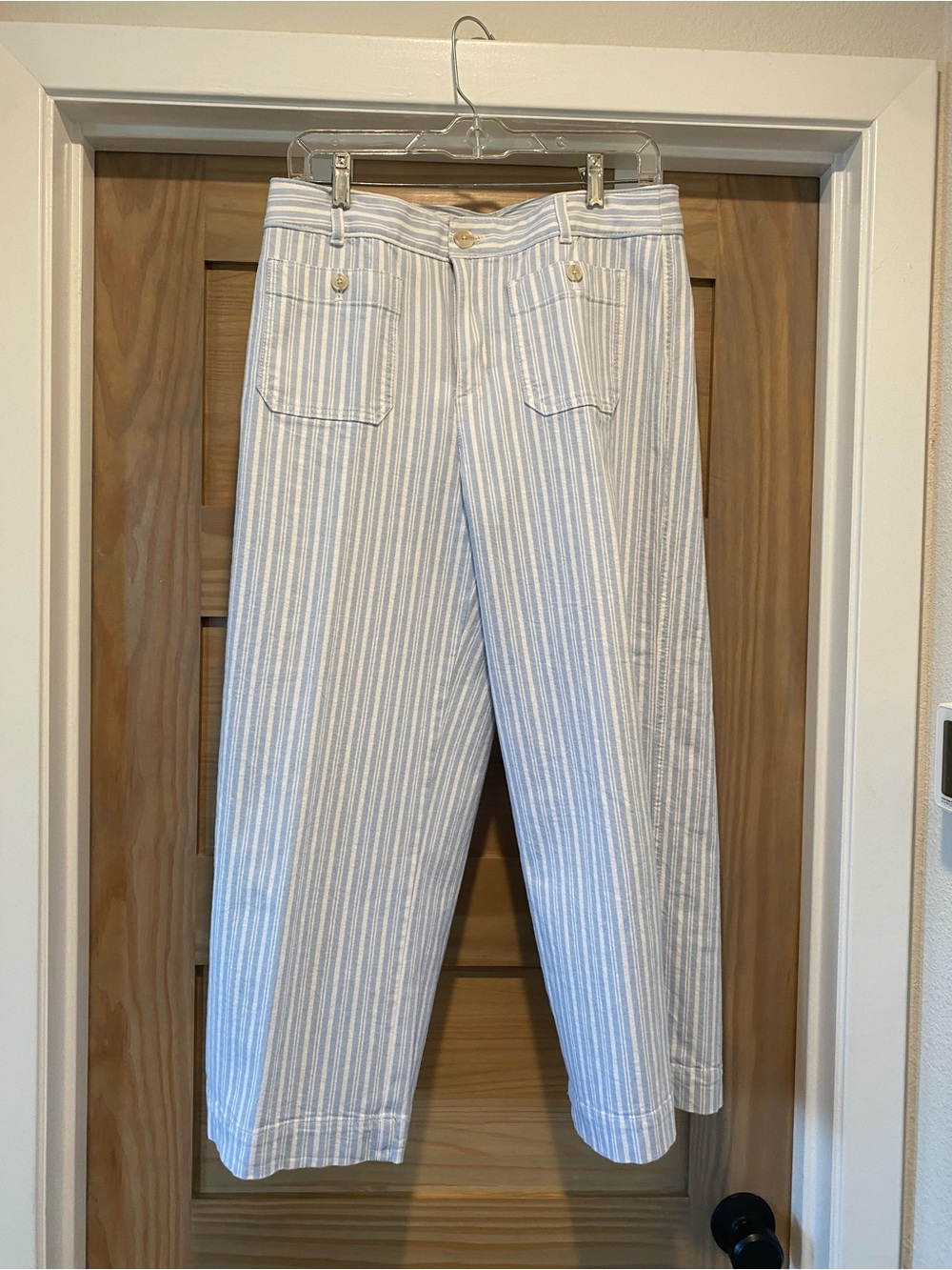 LOFT Light Blue and White Striped Women's Pants
